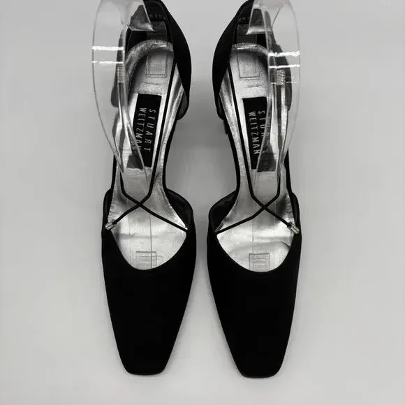 Vintage 90’s Stuart Weitzman D’Orsay Pump Heels 8 Black Sexy Classic - Picture 3 of 16